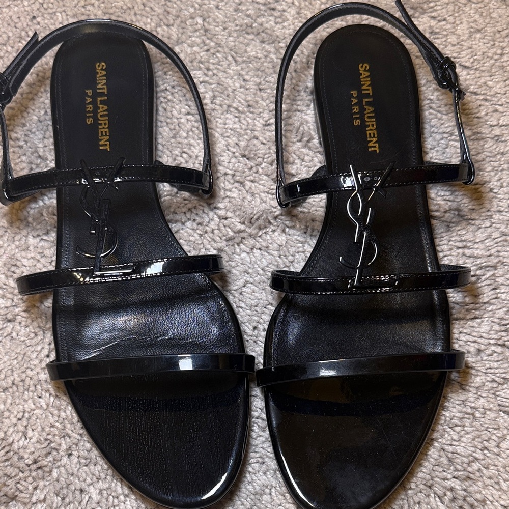 Saint Laurent Glossy Black Sandals